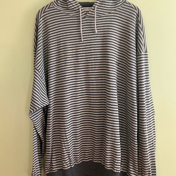Striped Gray Hoodie Shirt Armani Collections Men’s SZ Large - Picture 1 of 9